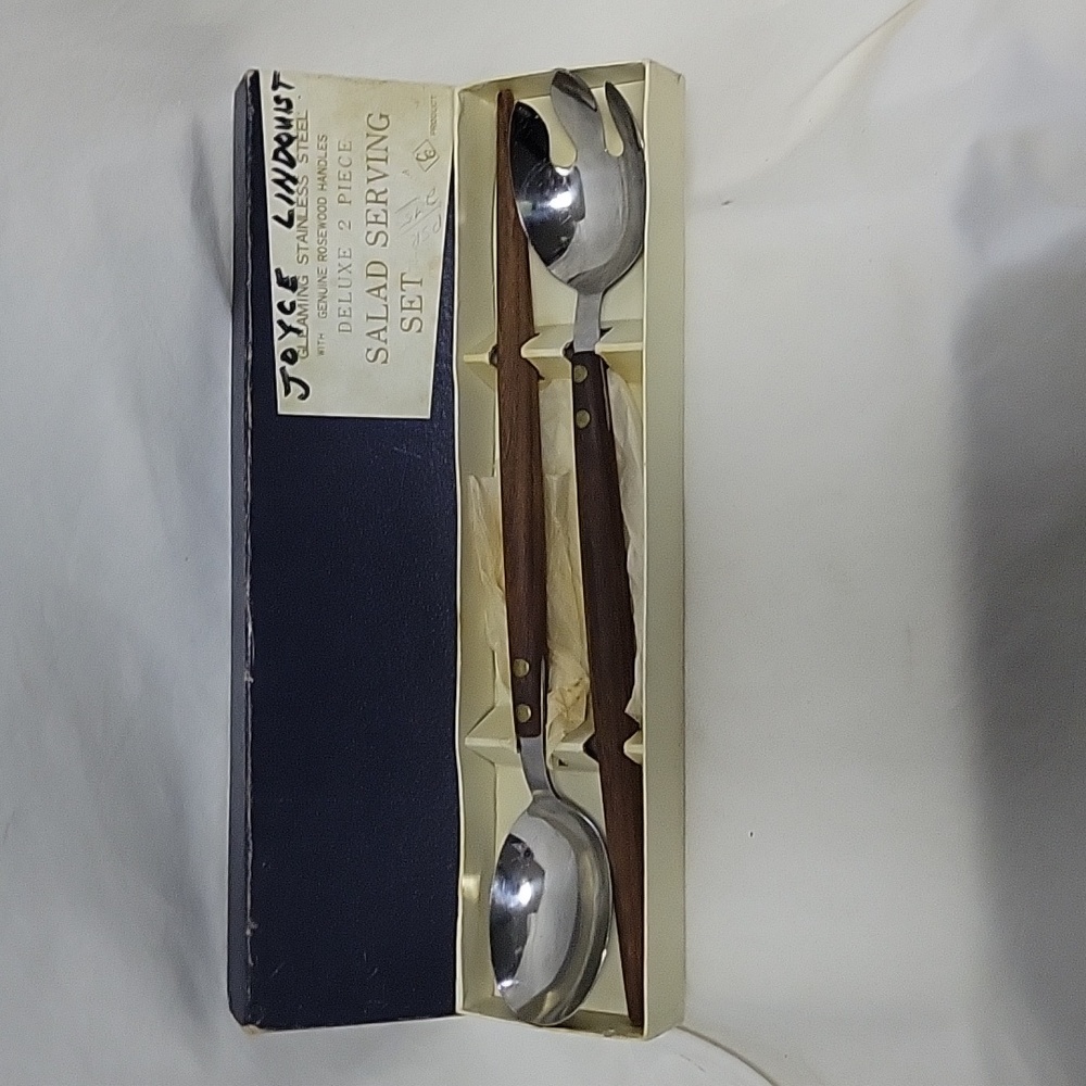 CG Rosewood Handled Salad Serving Set, Vintage